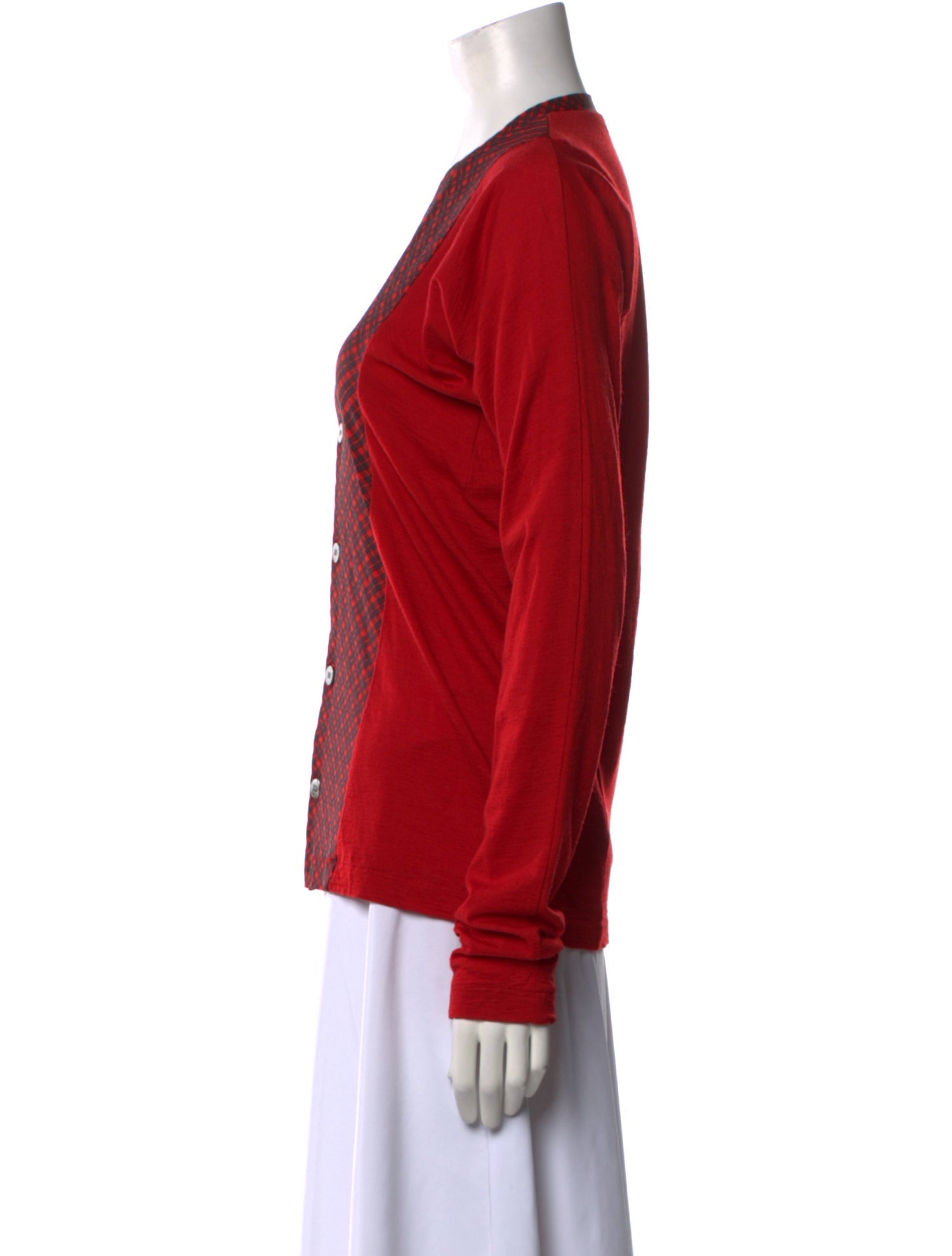 tricot COMME des GARÇONS Wool Plaid Print Button-Up Top