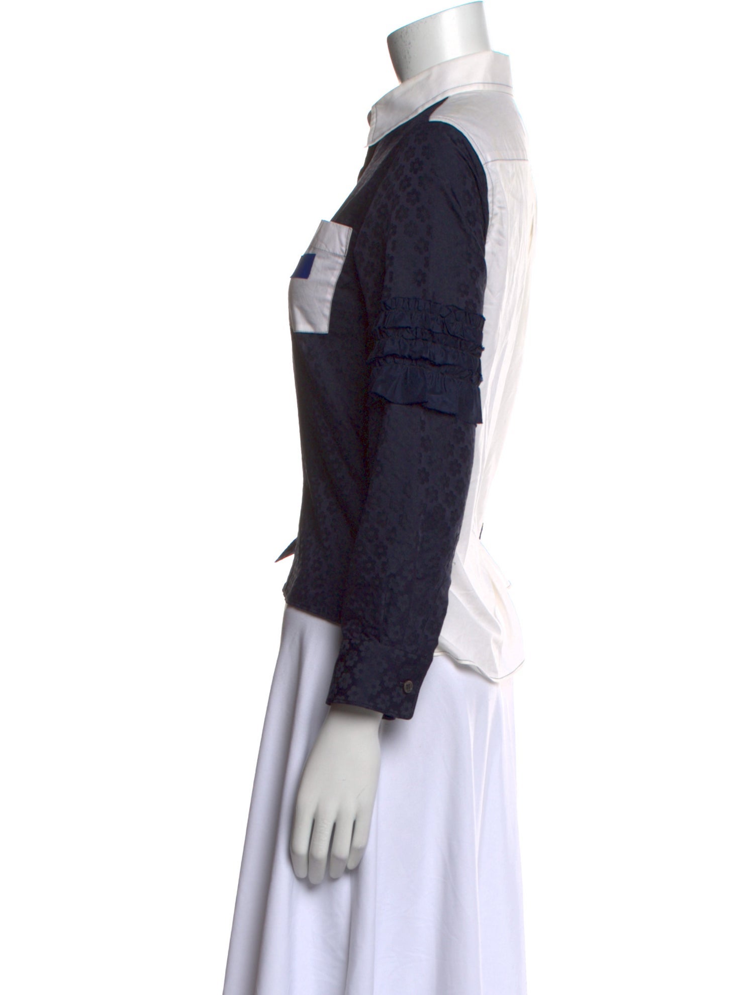 tricot COMME des GARÇONS Printed Three-Quarter Sleeve Button-Up Top