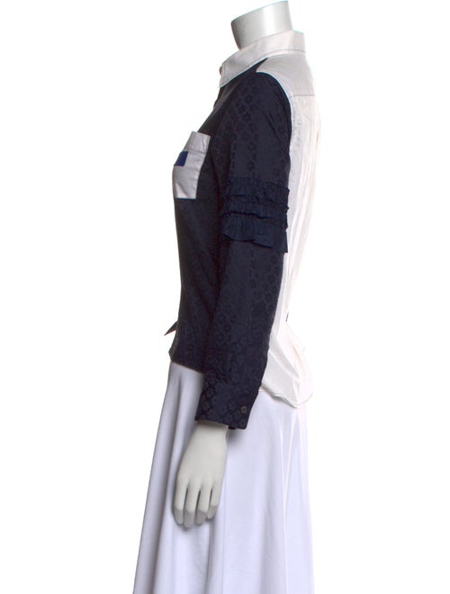 tricot COMME des GARÇONS Printed Three-Quarter Sleeve Button-Up Top