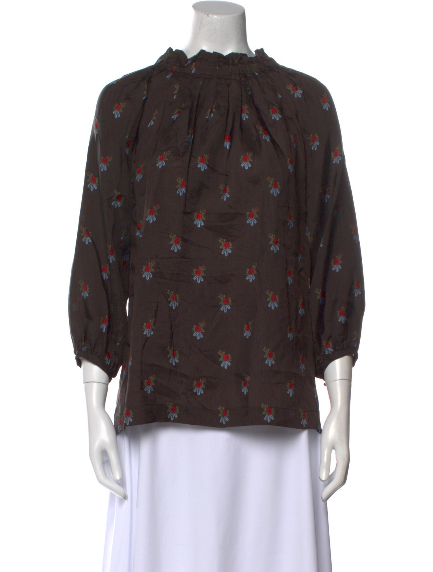 tricot COMME des GARÇONS Printed Mock Neck Blouse