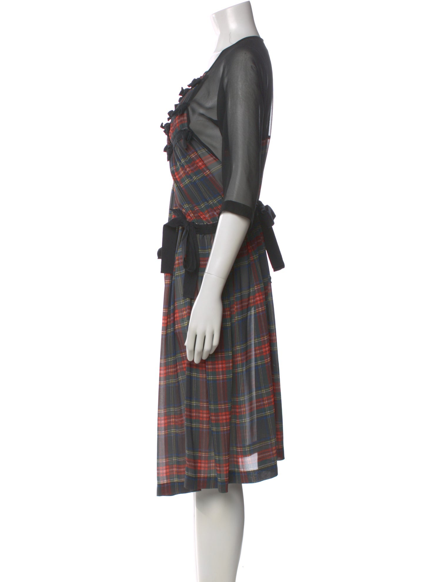 tricot COMME des GARÇONS Plaid Print Midi Length Dress