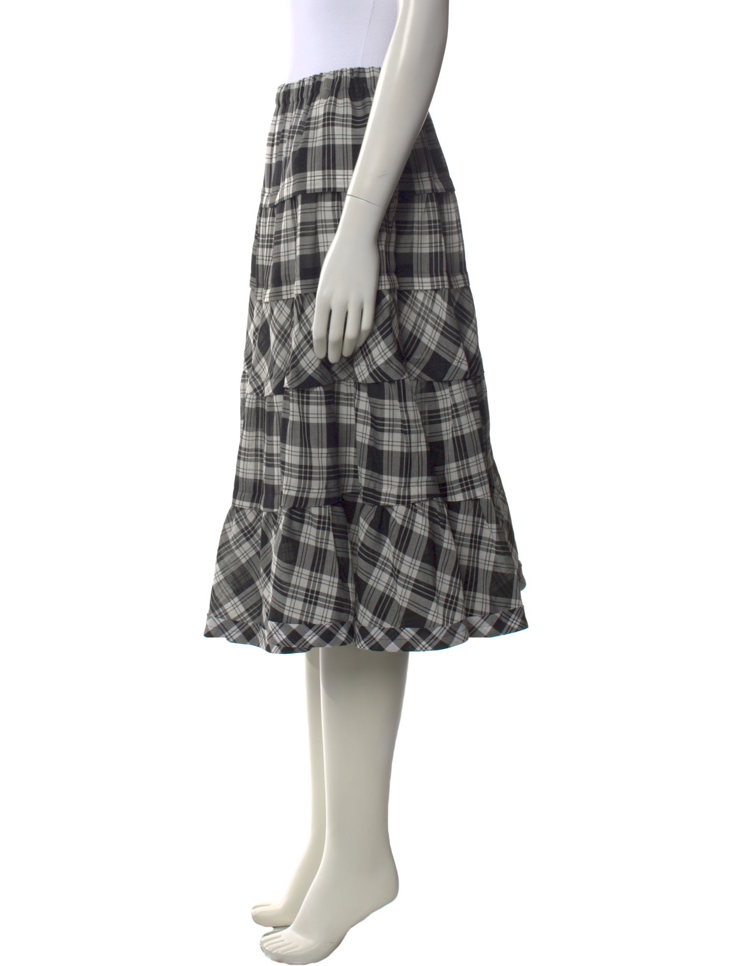 tricot COMME des GARÇONS Plaid Print Midi Length Skirt