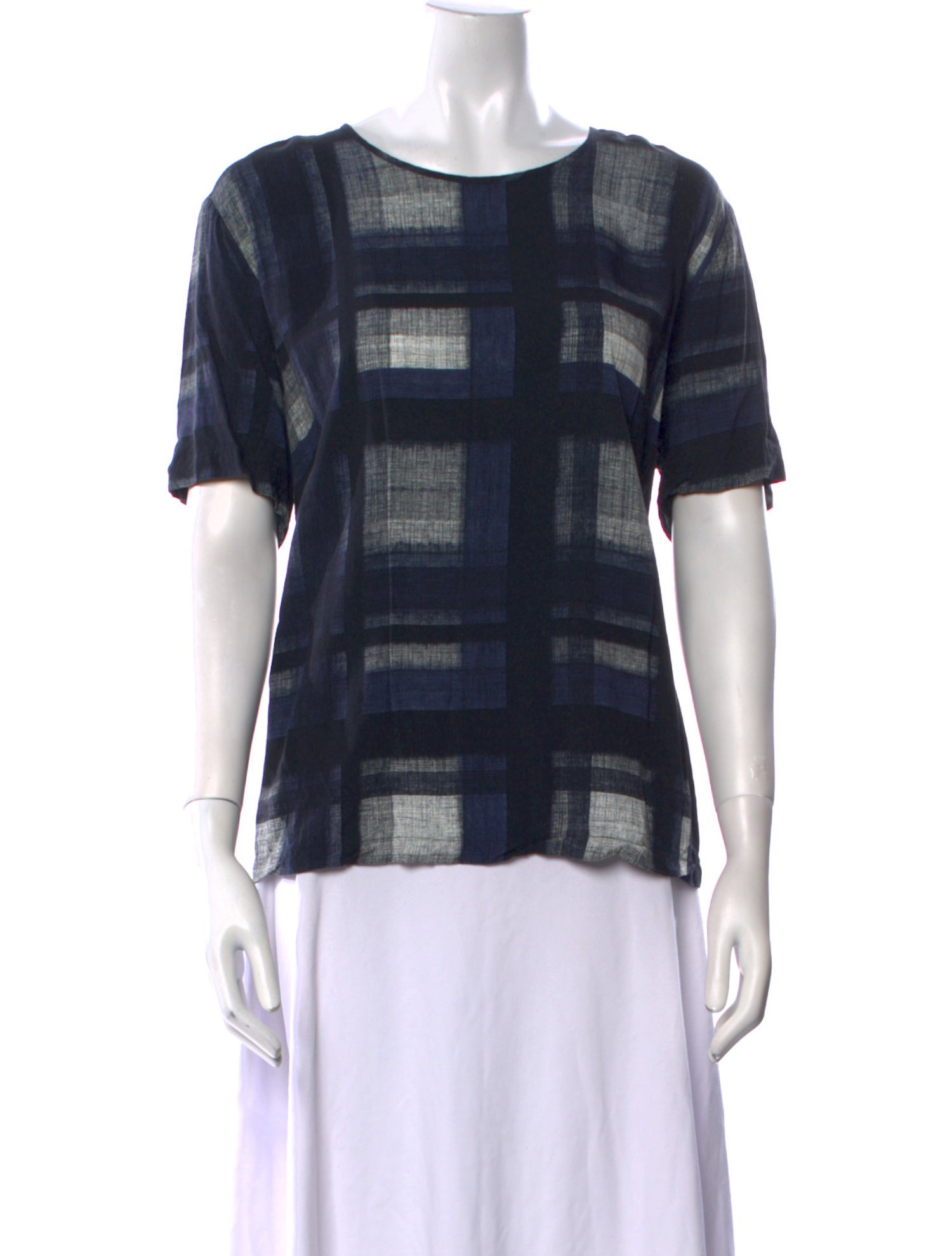 Dagmar Plaid Print Crew Neck T-Shirt