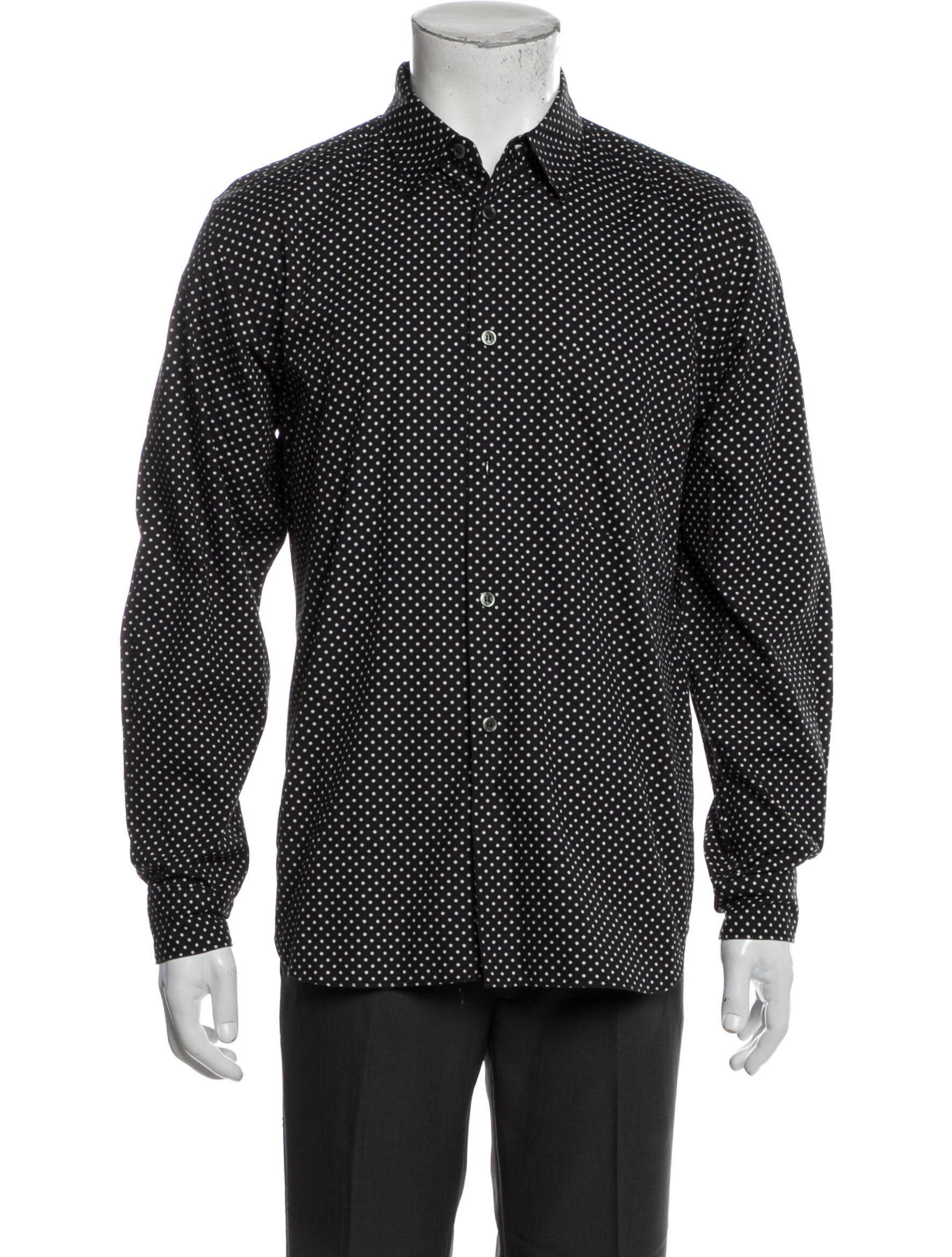 BLACK Comme des Garçons Polka Dot Print Long Sleeve Dress Shirt Black