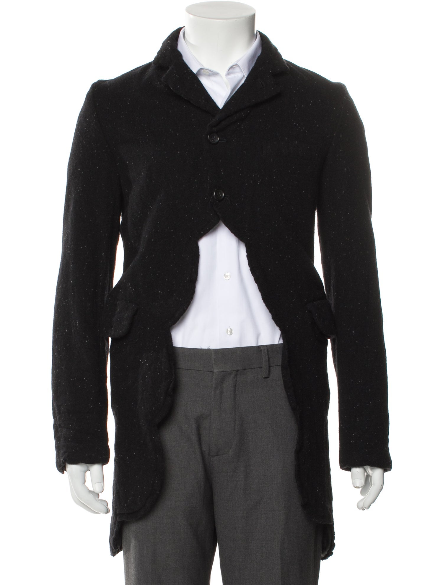 BLACK Comme des Garçons Wool Printed Moto Jacket