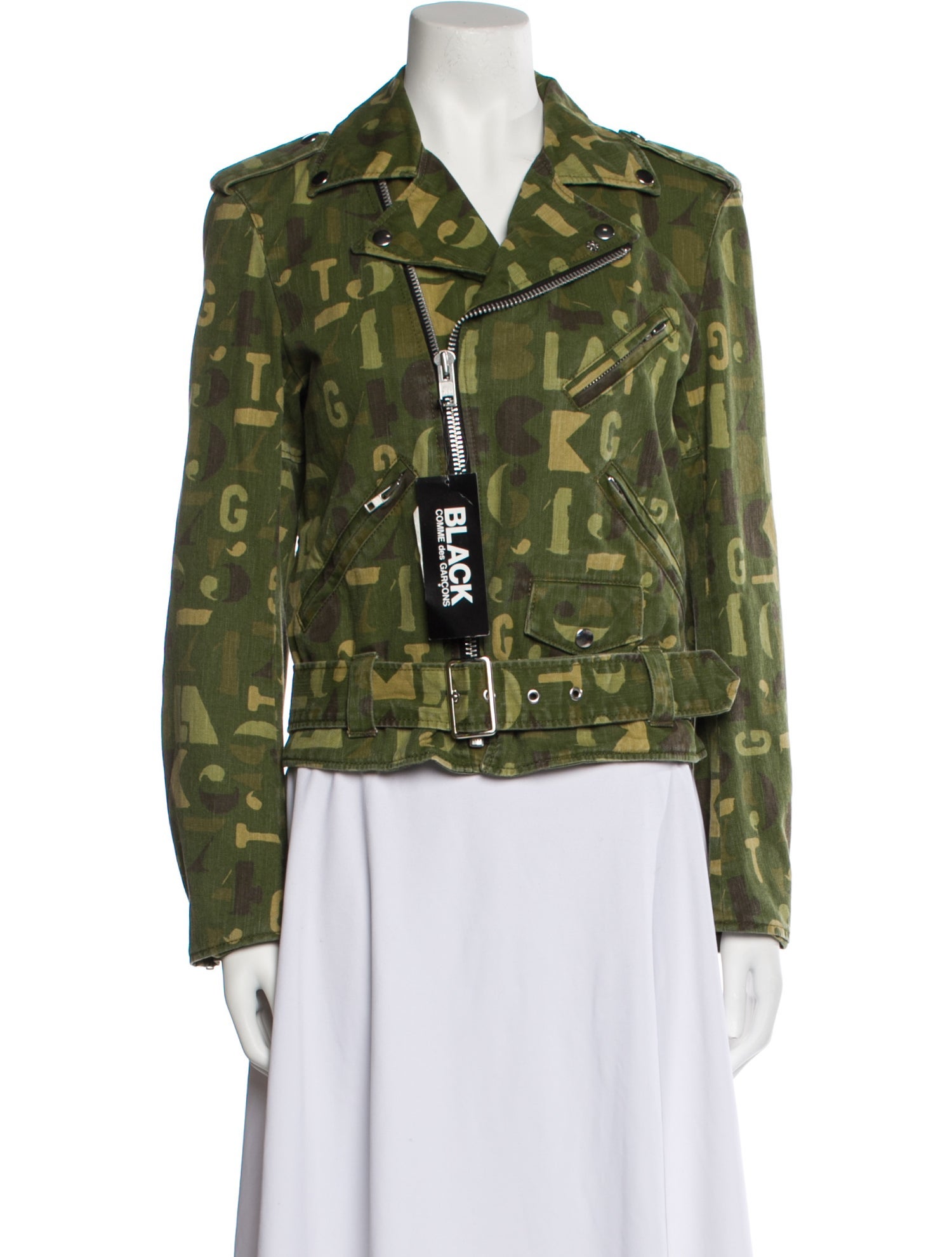 BLACK Comme des Garçons Printed Biker Jacket w/ Tags