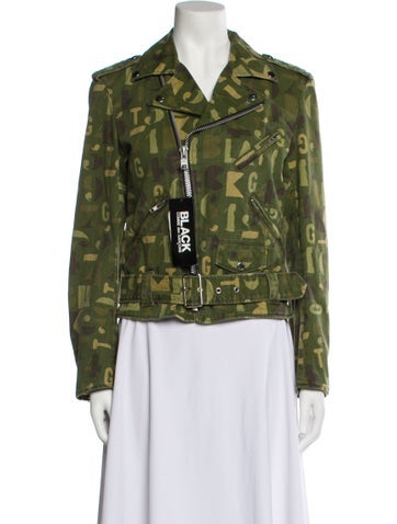 Black Comme des Garçons Jackets Printed Biker Jacket XS