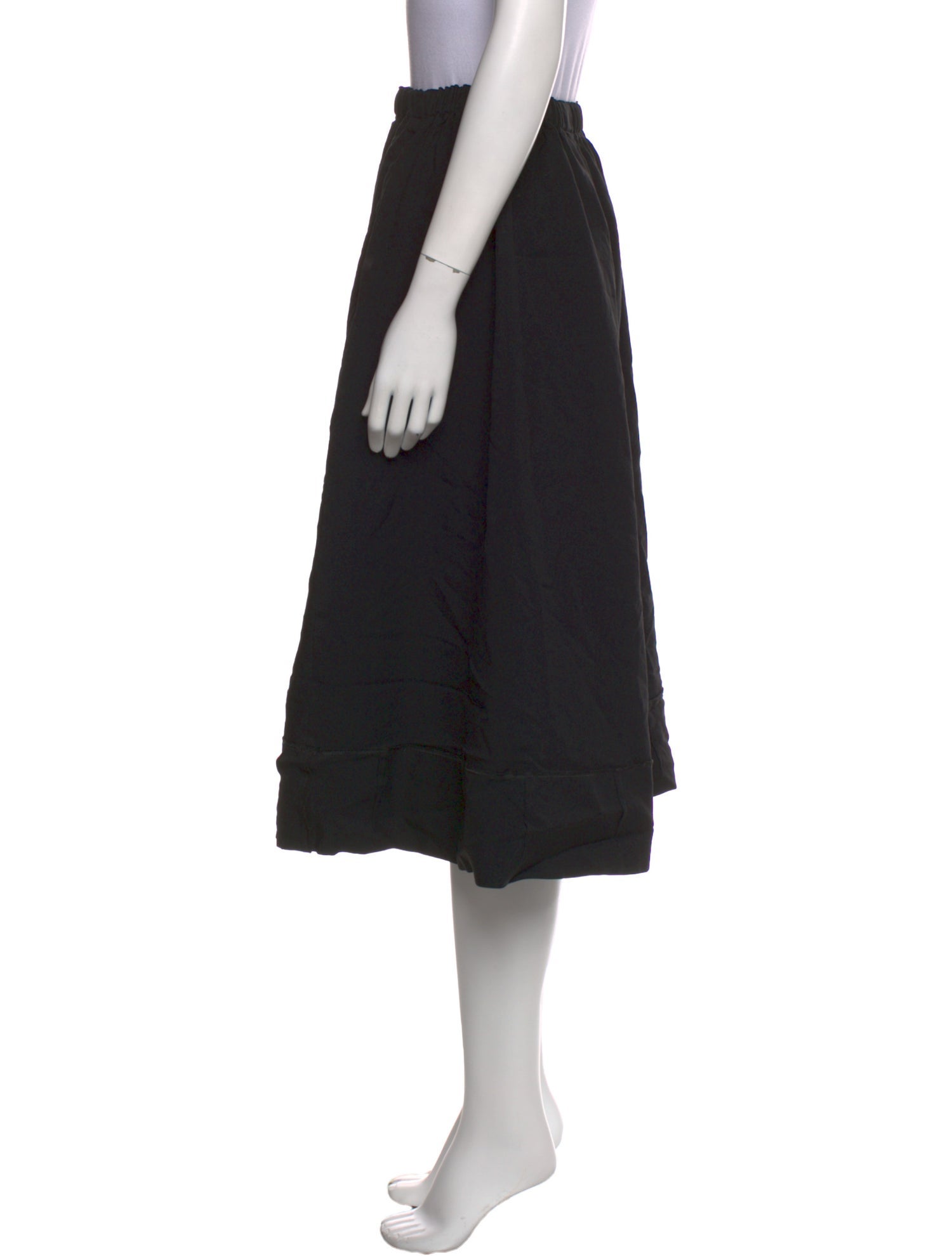BLACK Comme des Garçons Pleated Accents Midi Length Skirt