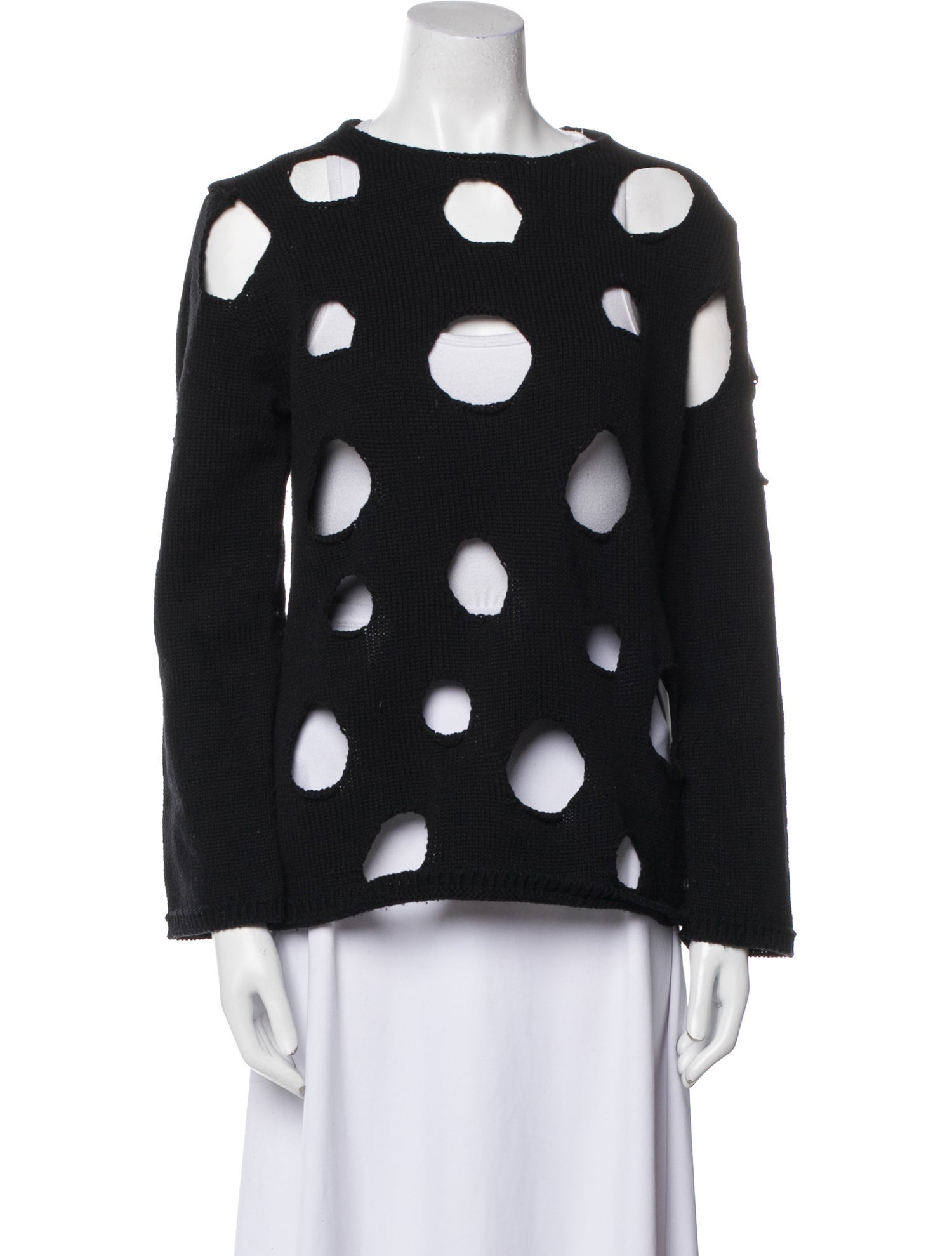 BLACK Comme des Garçons Wool Polka Dot Print Sweater
