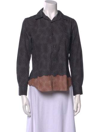 BLACK Comme des Garçons Colorblock Pattern Three-Quarter Sleeve Button-Up Top