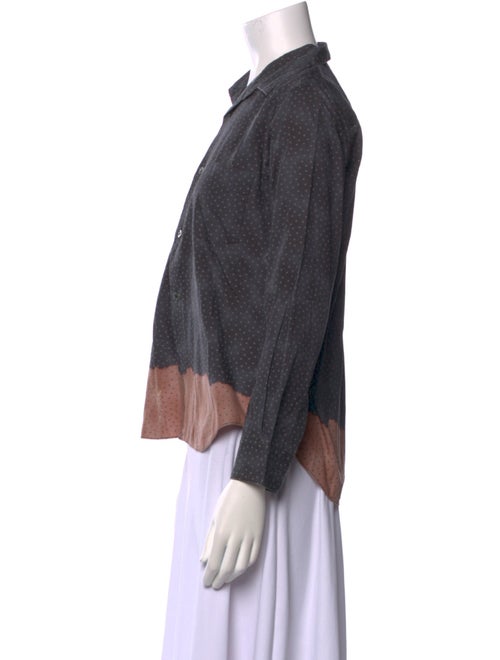 BLACK Comme des Garçons Colorblock Pattern Three-Quarter Sleeve Button-Up Top