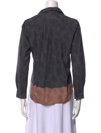 BLACK Comme des Garçons Colorblock Pattern Three-Quarter Sleeve Button-Up Top