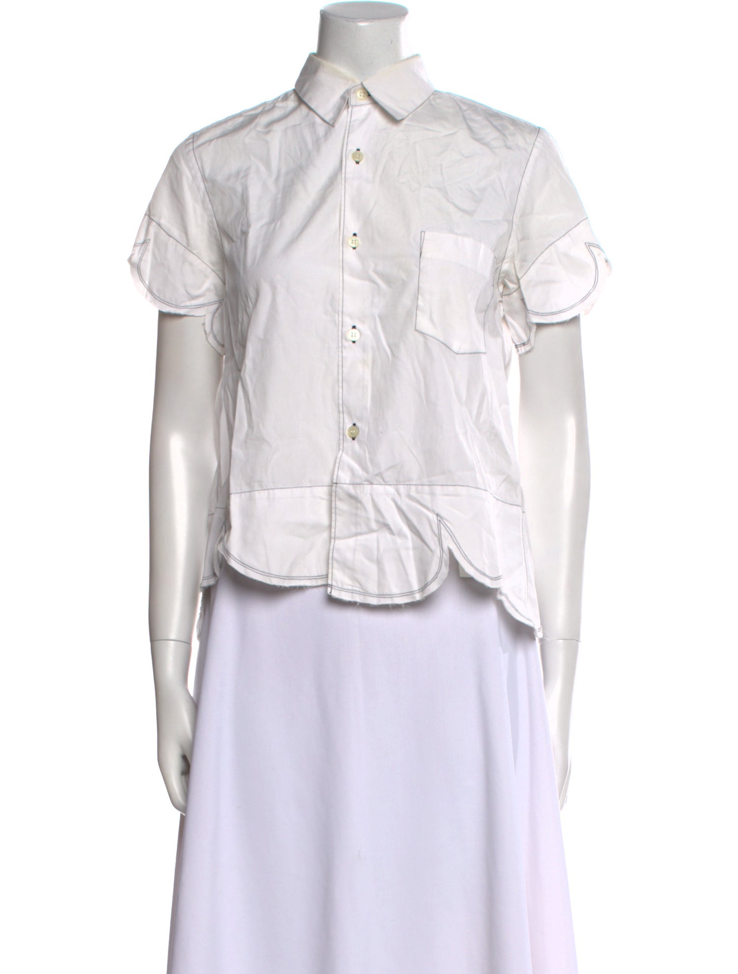 BLACK Comme des Garçons Short Sleeve Button-Up Top