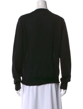 BLACK Comme des Garçons Crew Neck Long Sleeve Button-Up Top