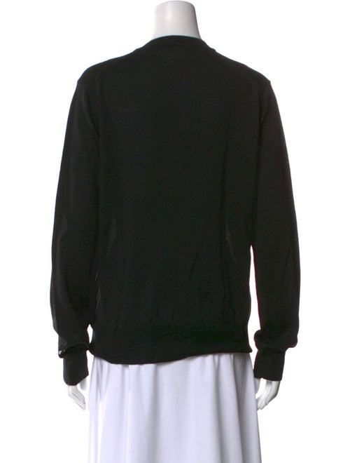 BLACK Comme des Garçons Crew Neck Long Sleeve Button-Up Top