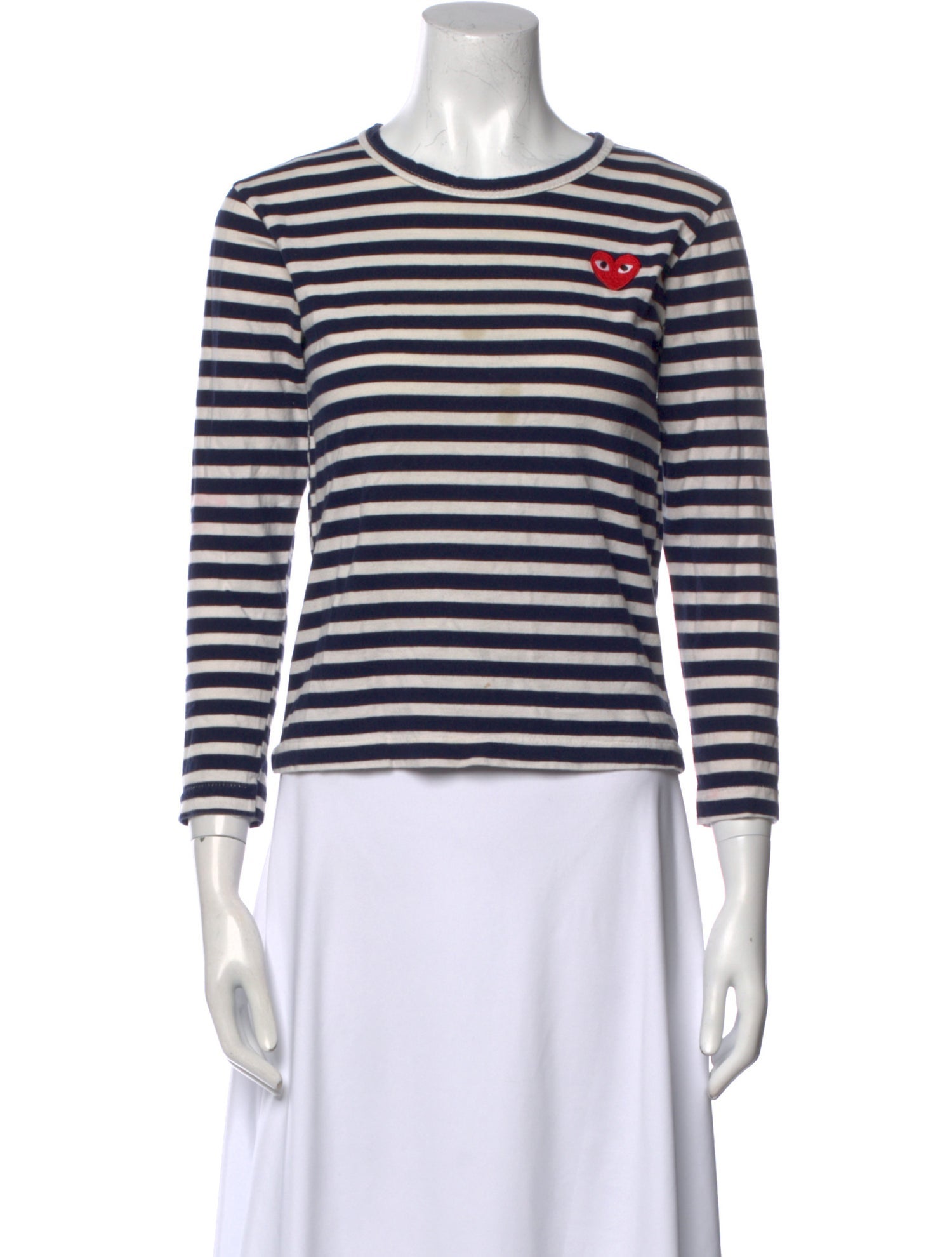 BLACK Comme des Garçons Striped Crew Neck Top