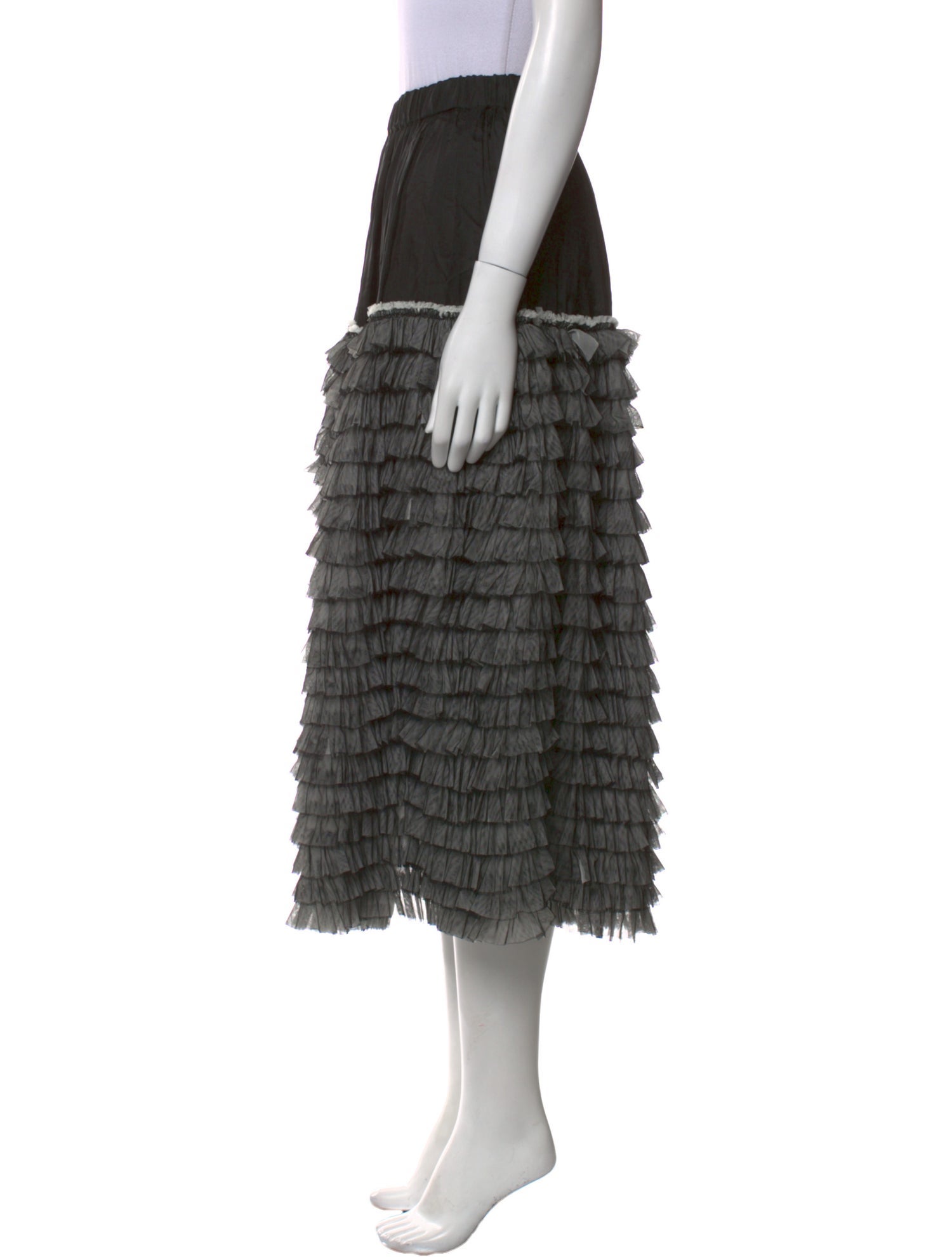 BLACK Comme des Garçons Colorblock Pattern Midi Length Skirt