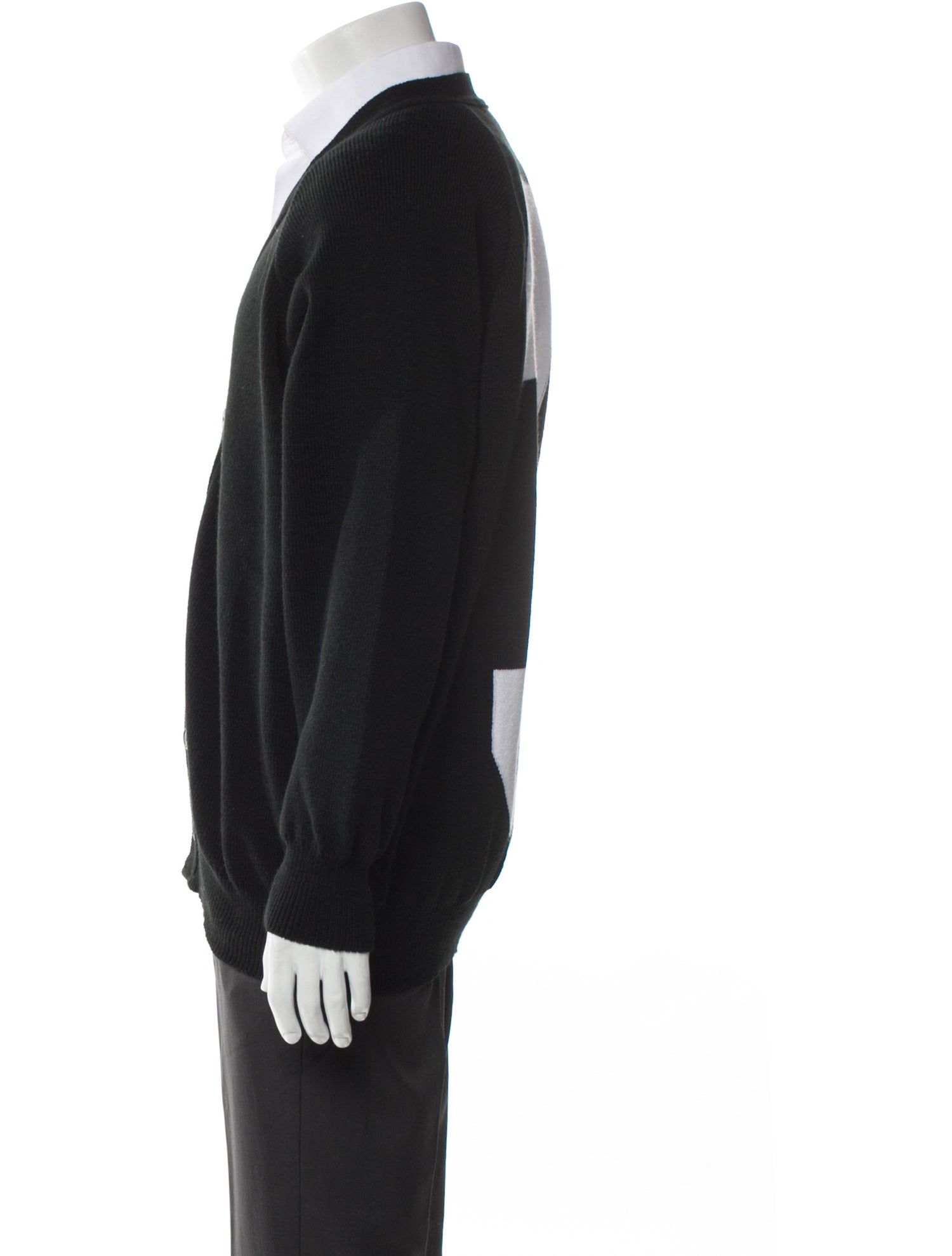 BLACK Comme des Garçons V-Neck Long Sleeve Cardigan