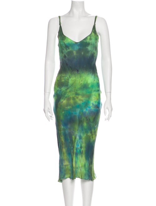 Collina Strada Silk Long Dress Green