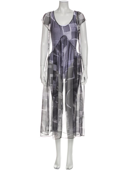 Collina Strada Printed Midi Length Dress Blue