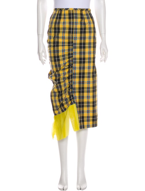 Collina Strada Plaid Print Midi Length Skirt Yello