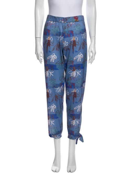 Collina Strada Printed Skinny Leg Pants Blue