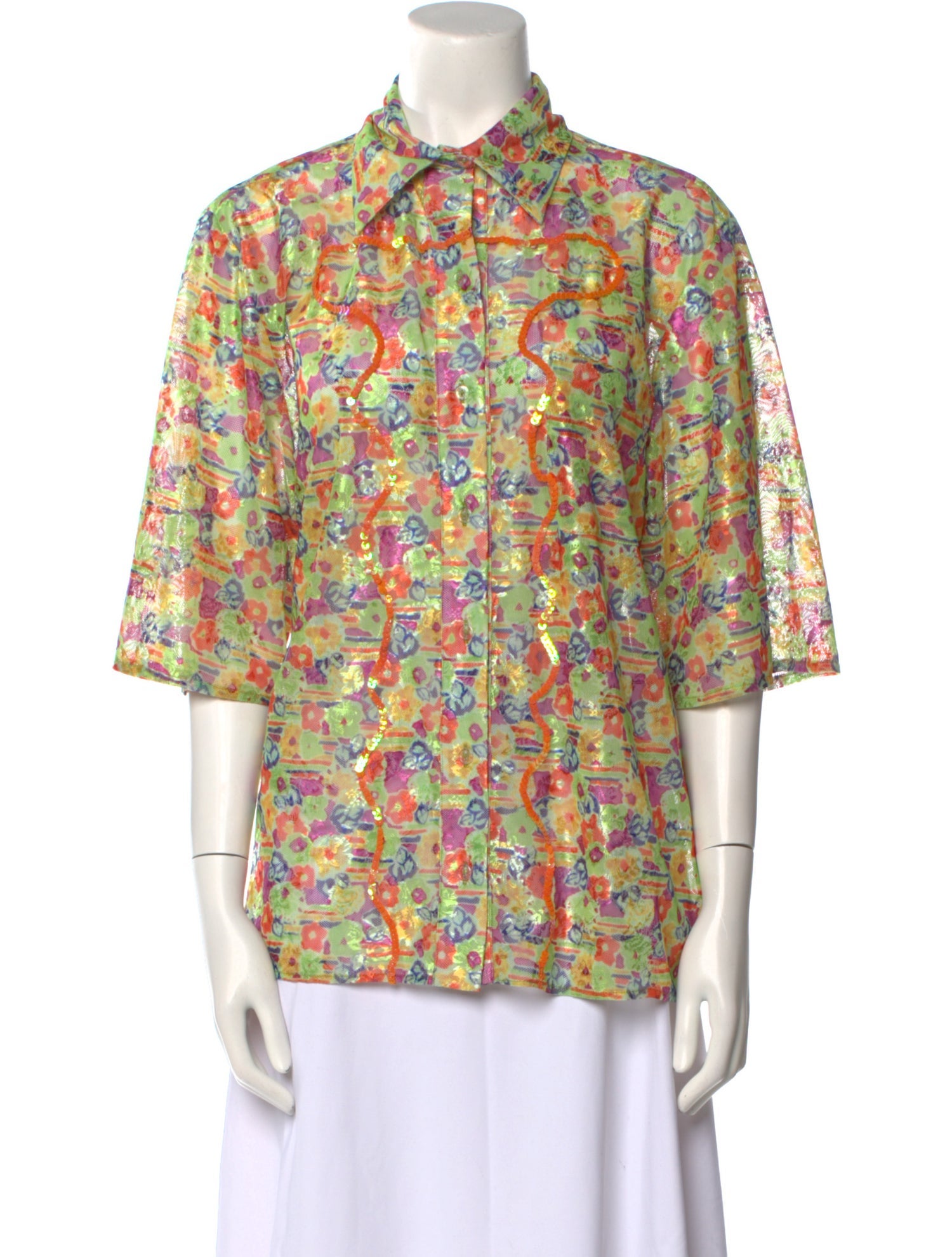 Collina Strada Printed Mock Neck Blouse