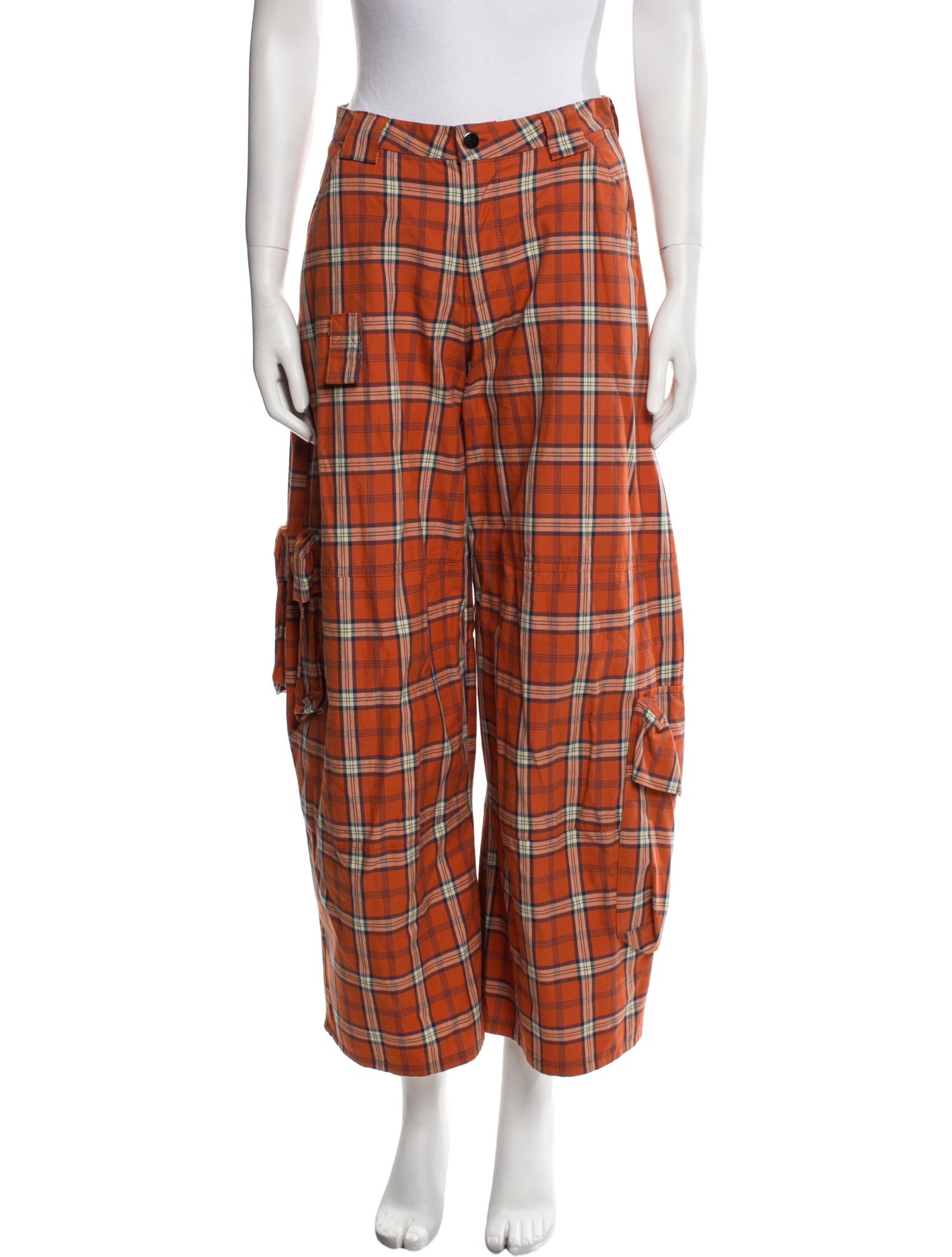 Collina Strada Plaid Print Wide Leg Pants