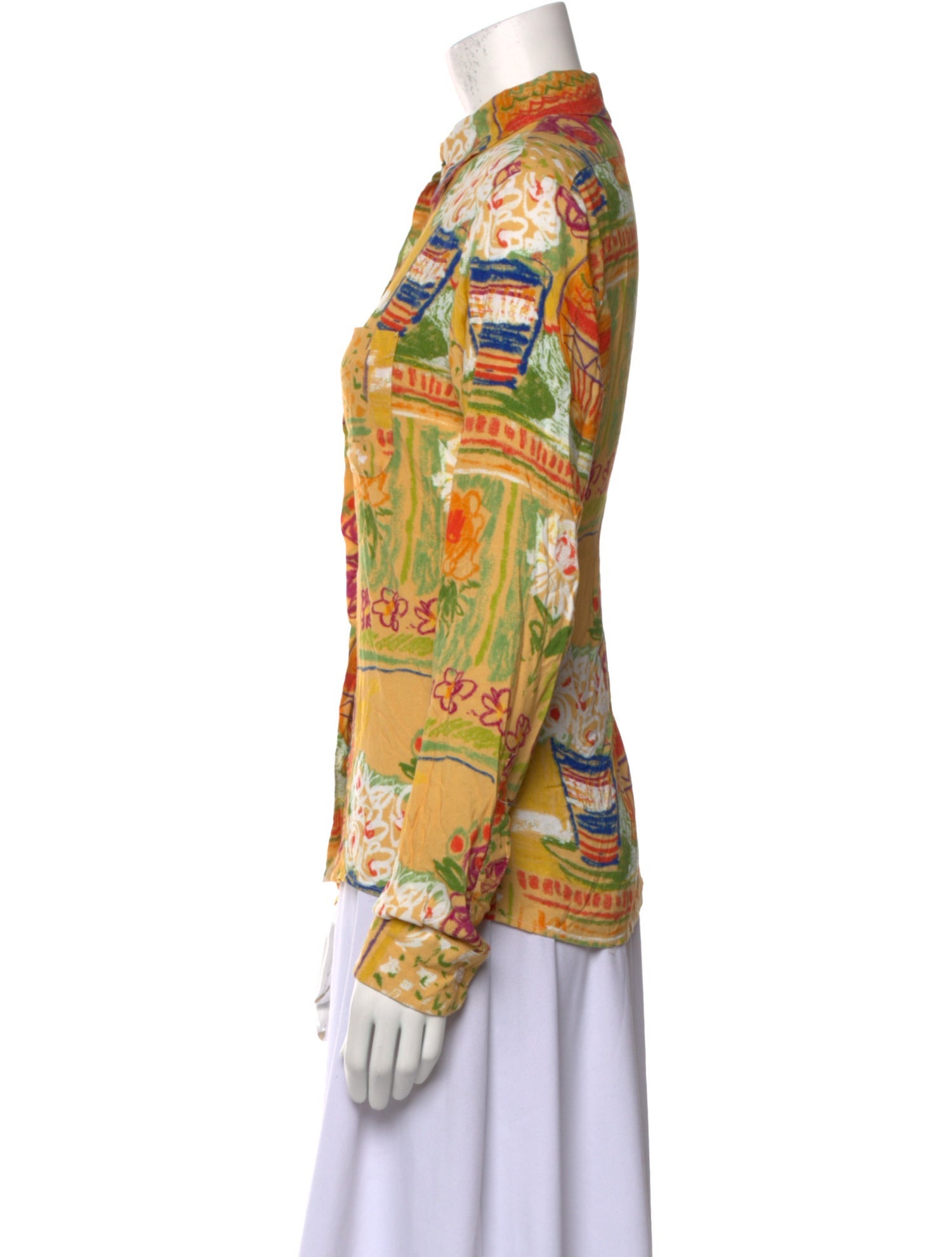 Collina Strada Printed Long Sleeve Button-Up Top