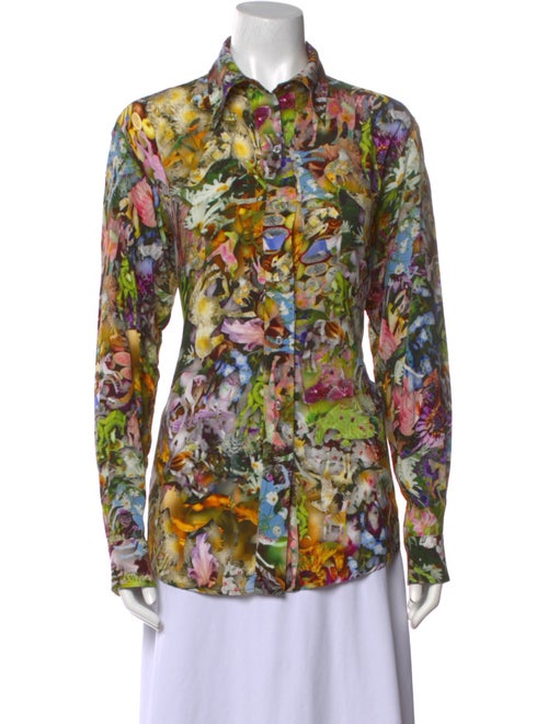 Collina Strada Silk Printed Button-Up Top