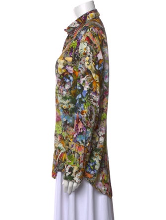 Collina Strada Silk Printed Button-Up Top