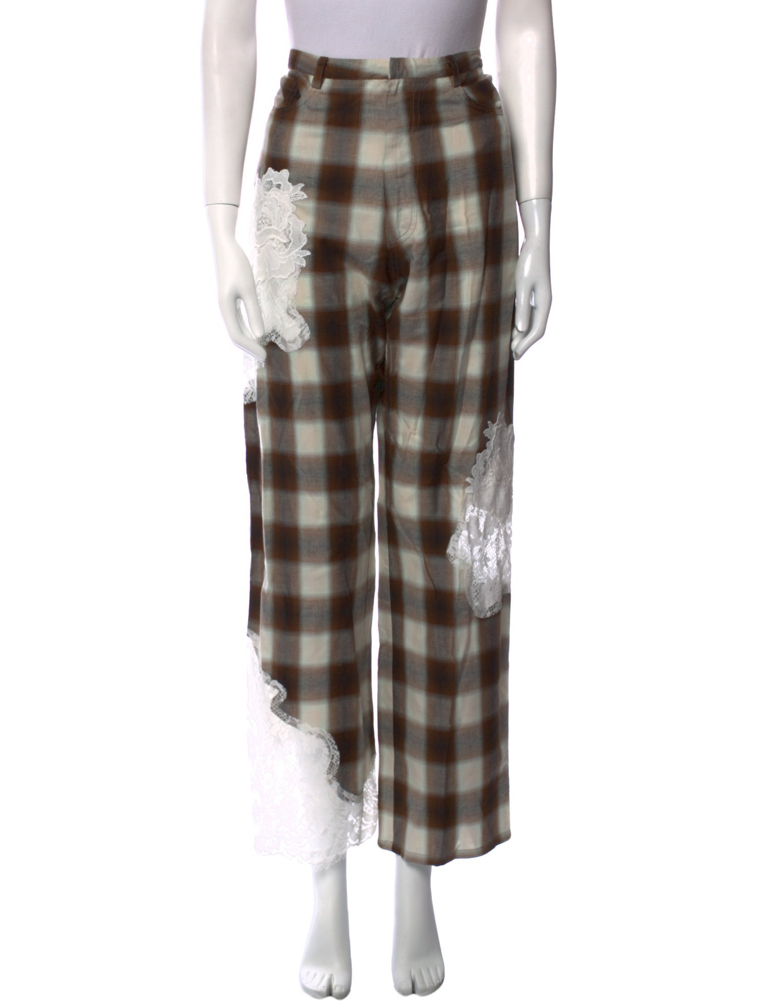 Collina Strada Plaid Print Wide Leg Pants w/ Tags