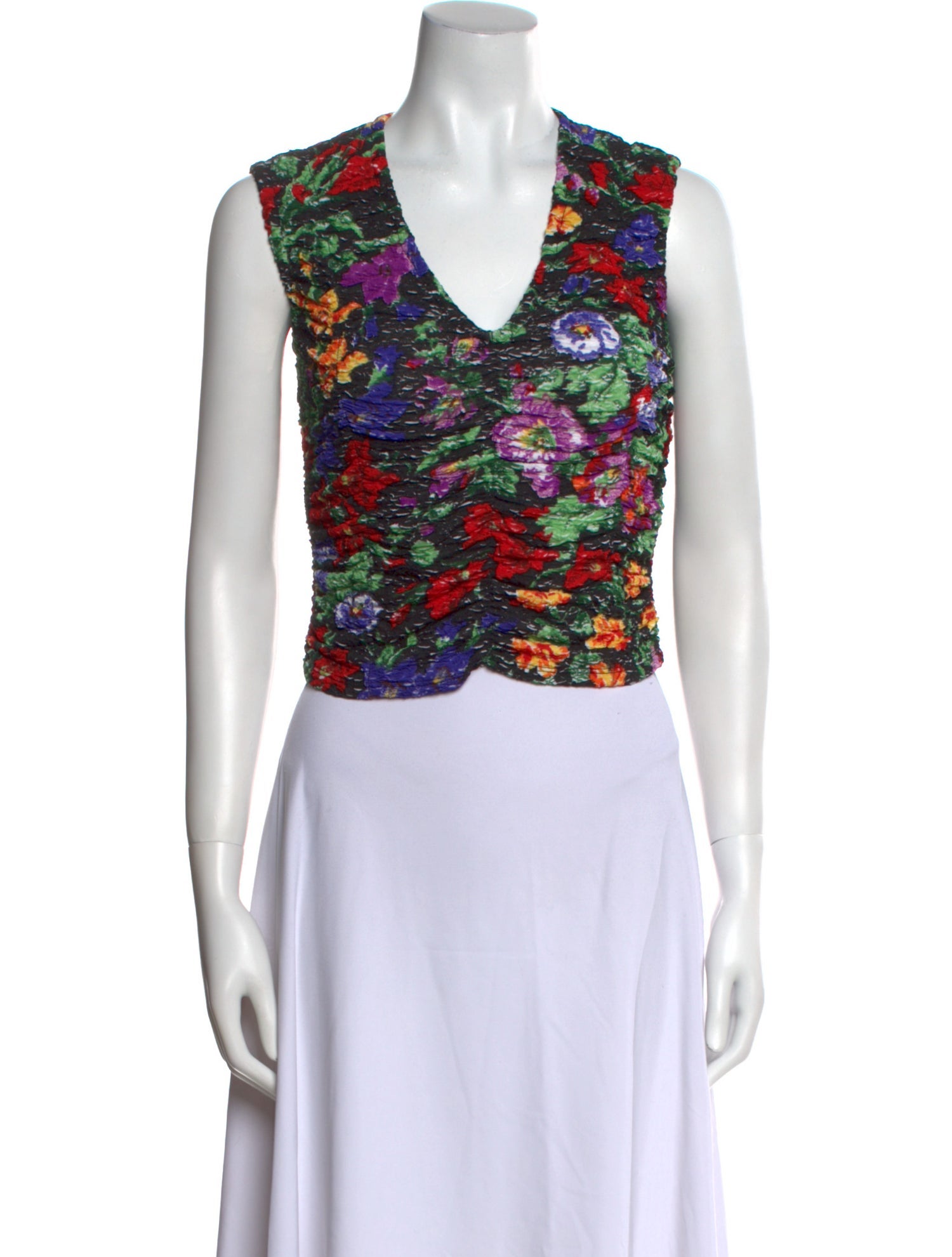 Collina Strada Floral Print V-Neck Crop Top