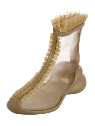 Collina Strada Mesh Leather Trim Embellishment Boots