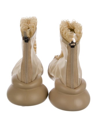 Collina Strada Mesh Leather Trim Embellishment Boots