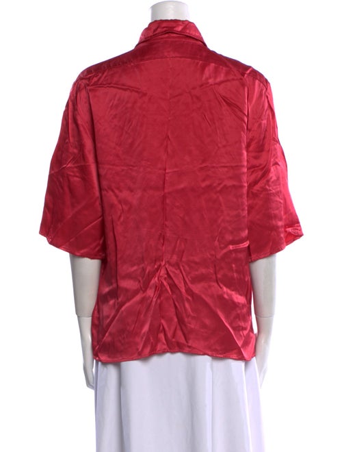 Collina Strada Silk Three-Quarter Sleeve Button-Up Top