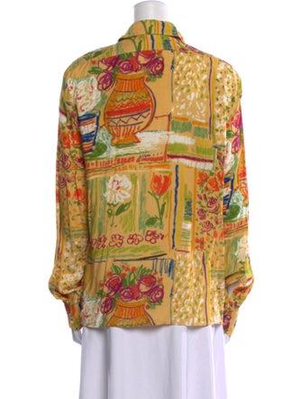 Collina Strada Printed Long Sleeve Button-Up Top