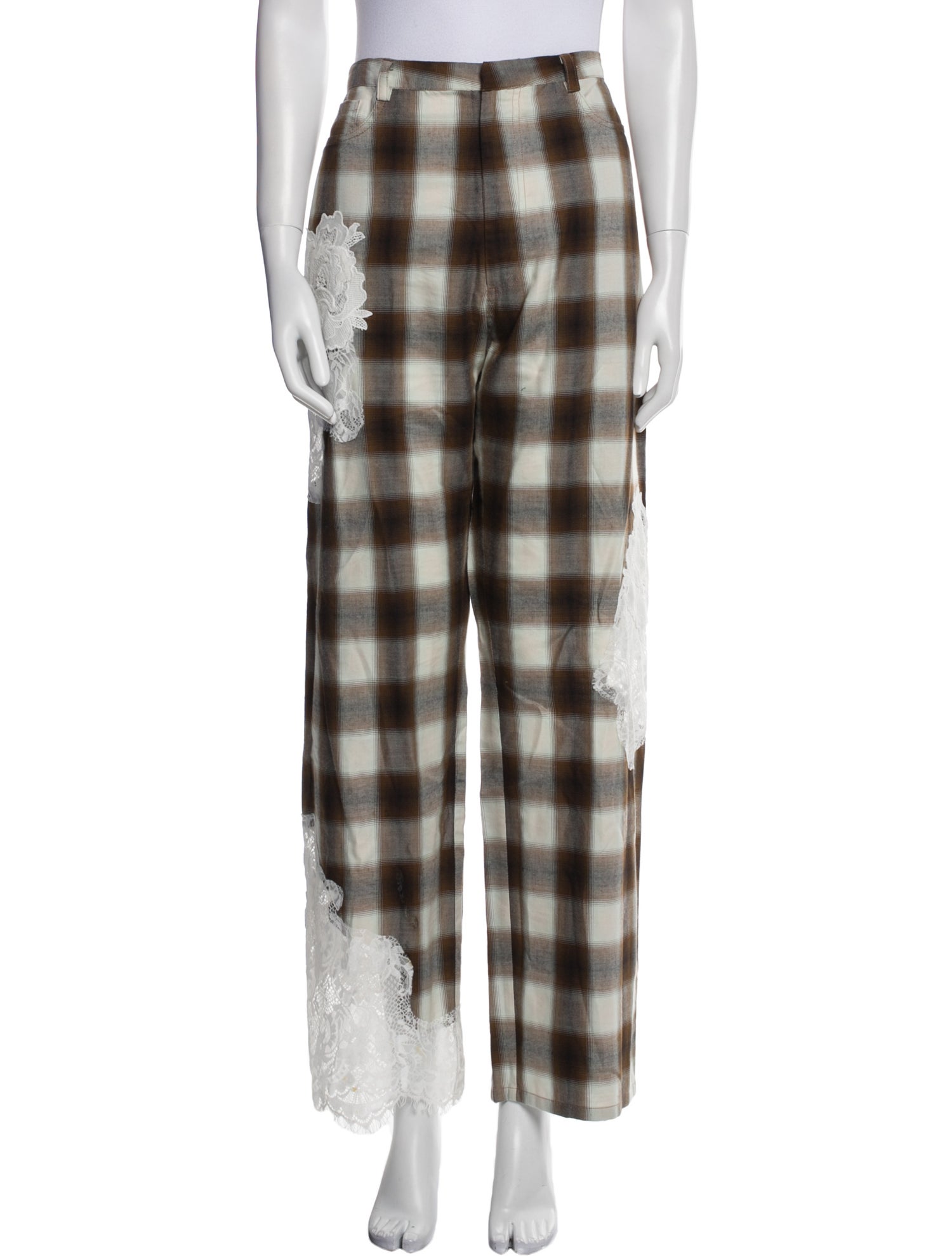 Collina Strada Plaid Print Wide Leg Pants