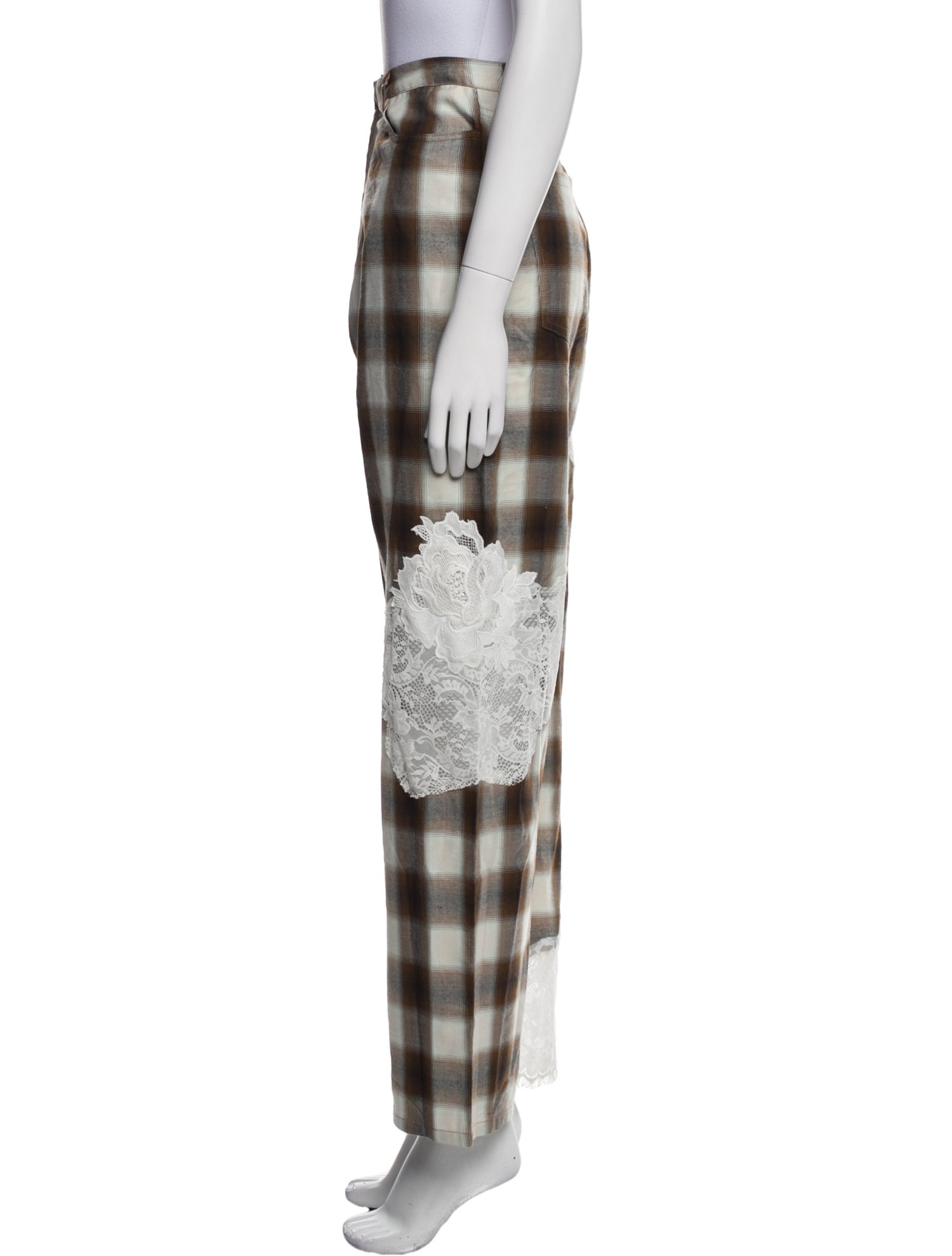 Collina Strada Plaid Print Wide Leg Pants