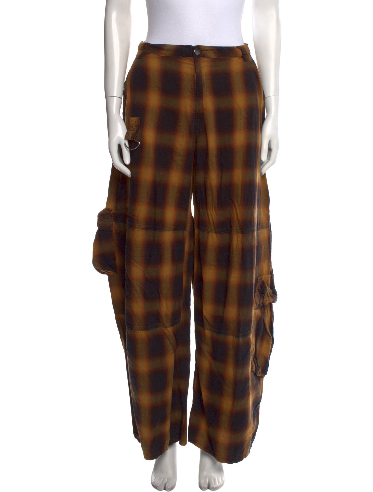 Collina Strada Plaid Print Wide Leg Pants