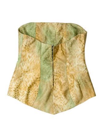 Collina Strada Animal Print Strapless Crop Top