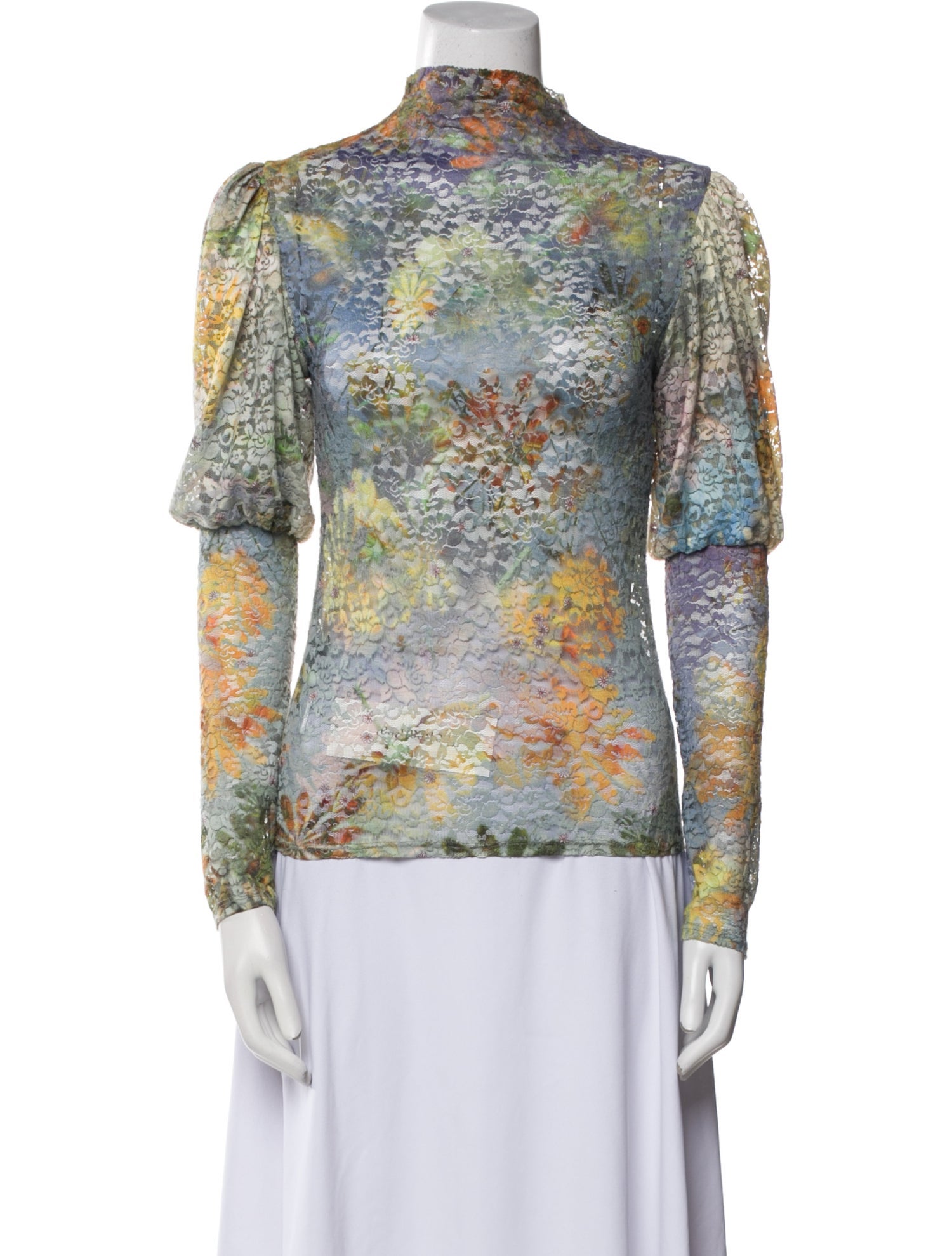 Collina Strada Lace Pattern Turtleneck Blouse