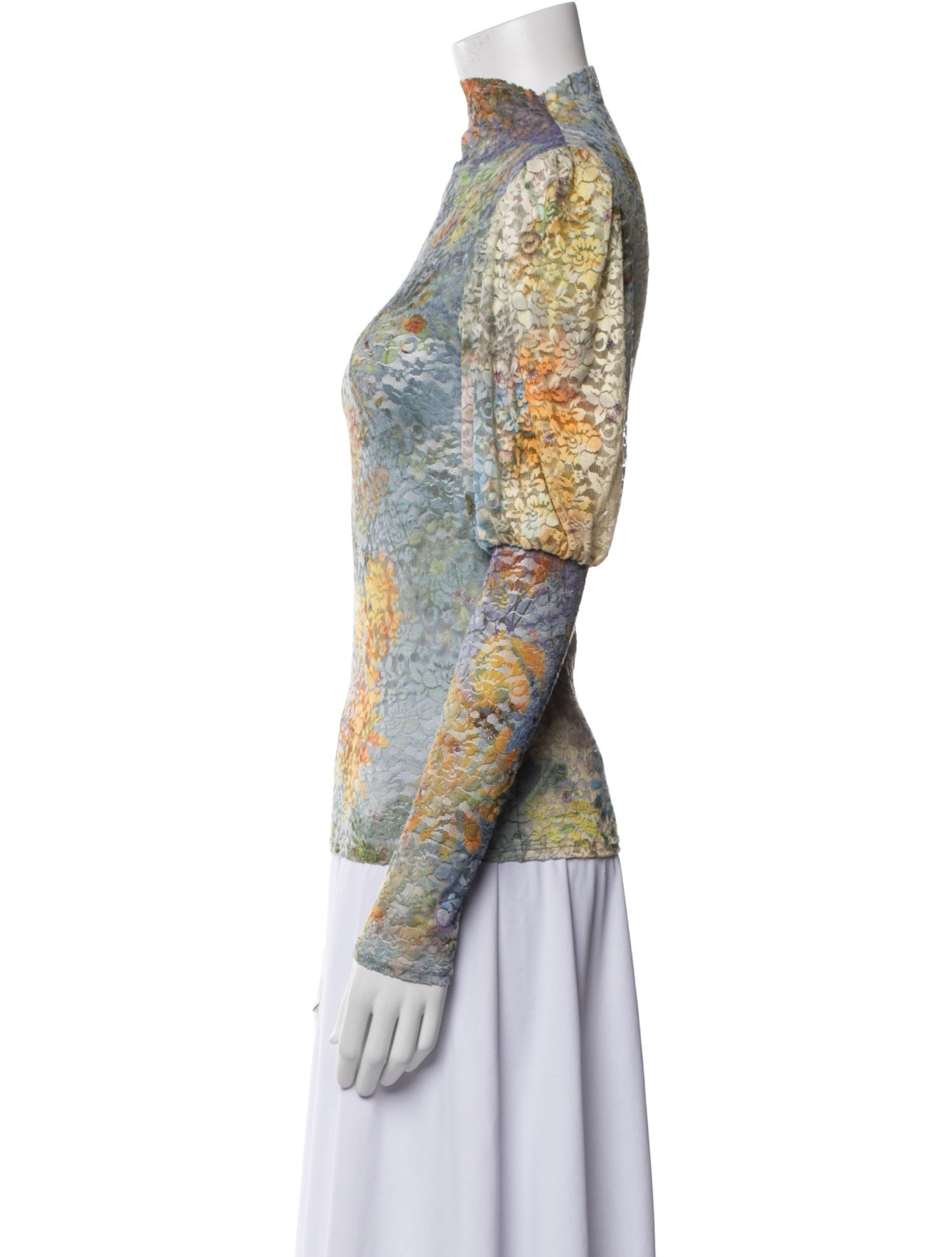 Collina Strada Lace Pattern Turtleneck Blouse