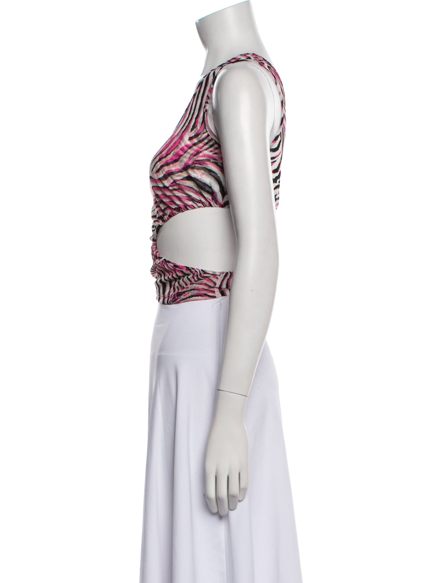Collina Strada Printed One-Shoulder Crop Top