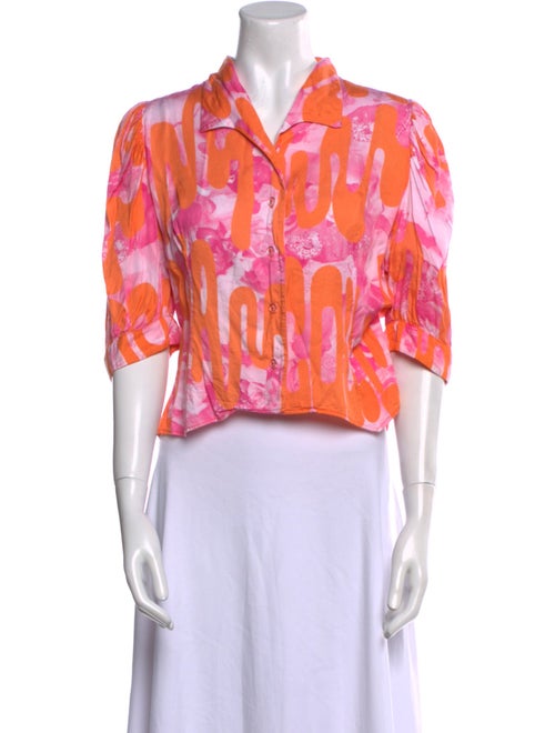 Collina Strada Silk Floral Print Crop Top