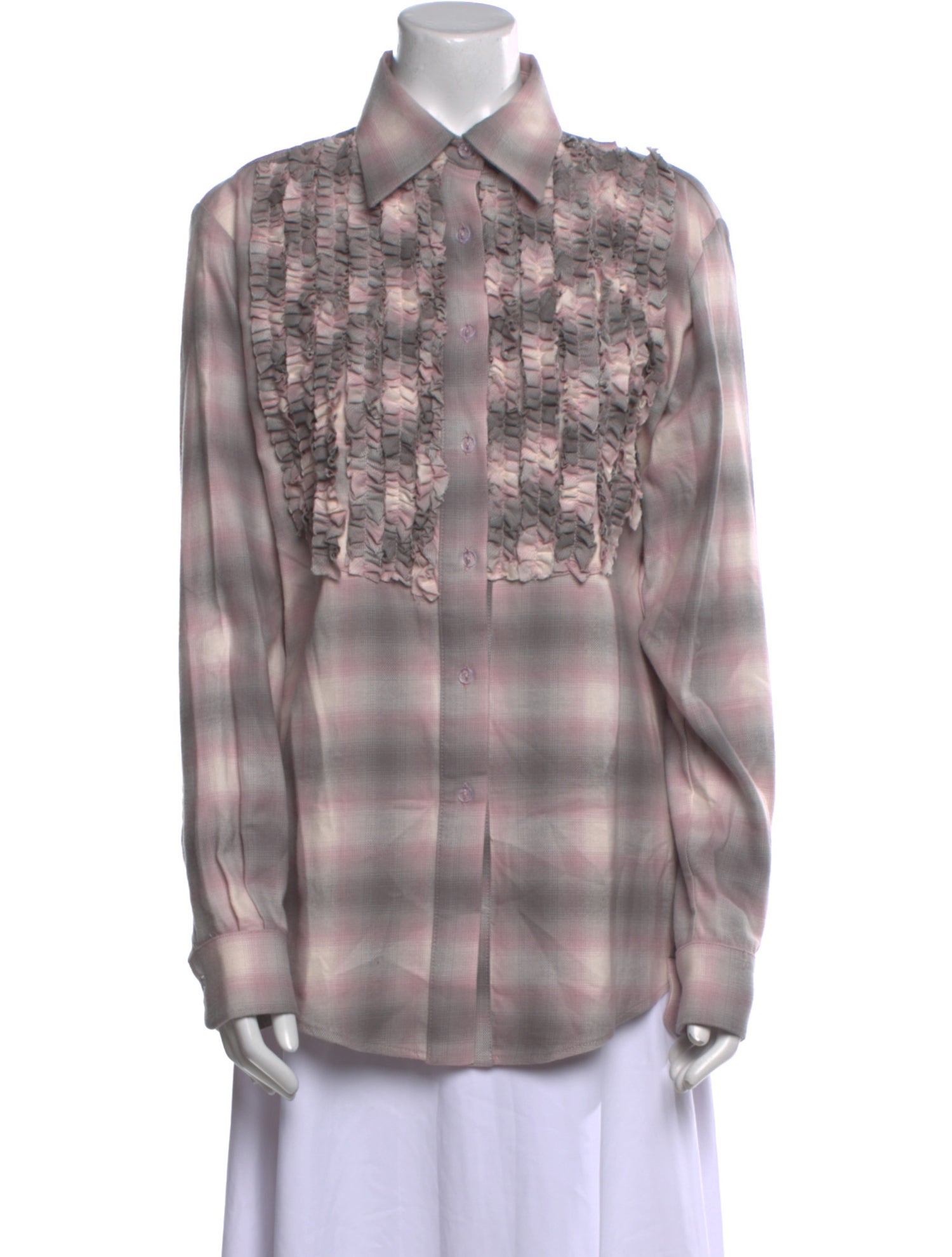 Collina Strada Plaid Print Long Sleeve Button-Up Top w/ Tags