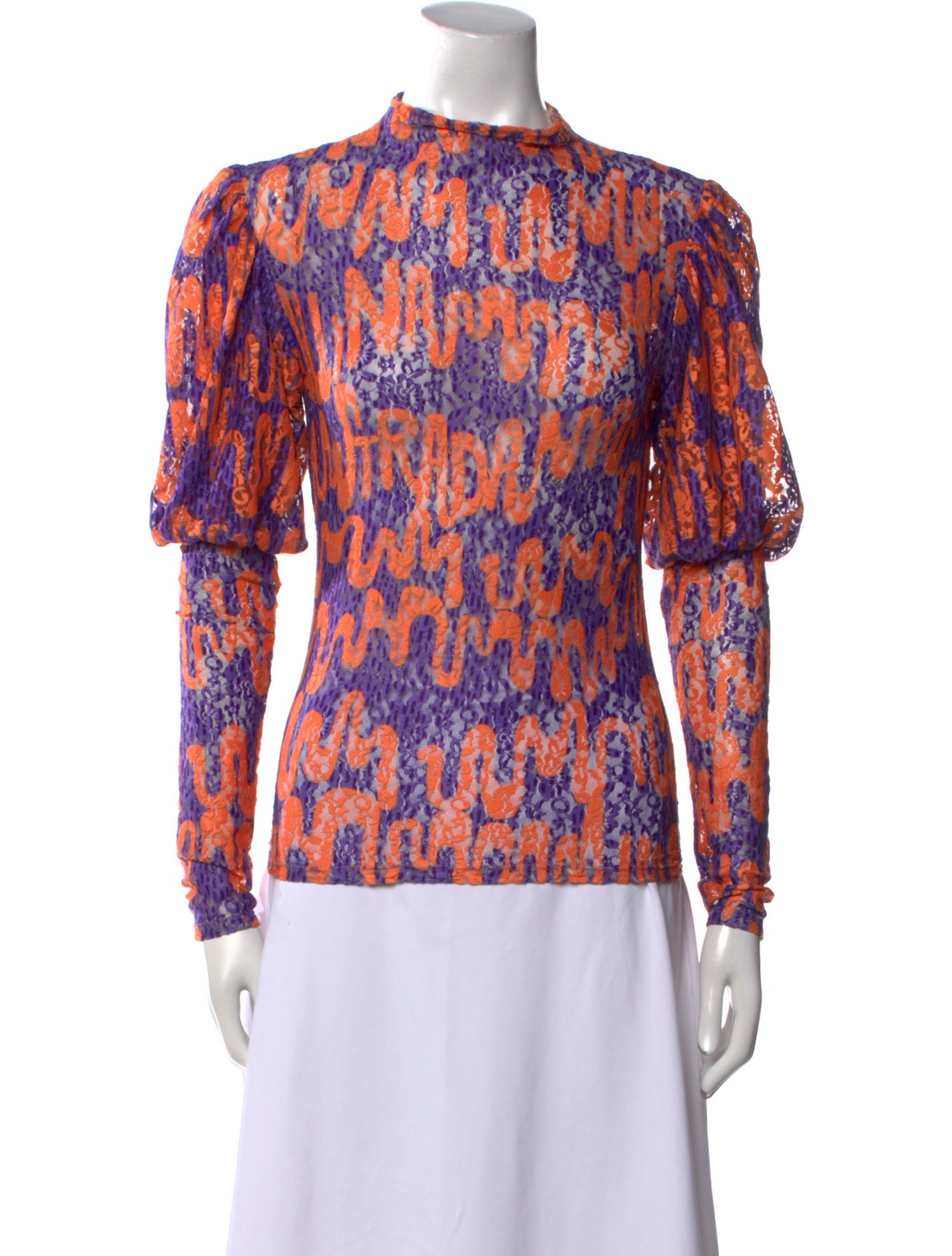 Collina Strada Floral Print Mock Neck Blouse
