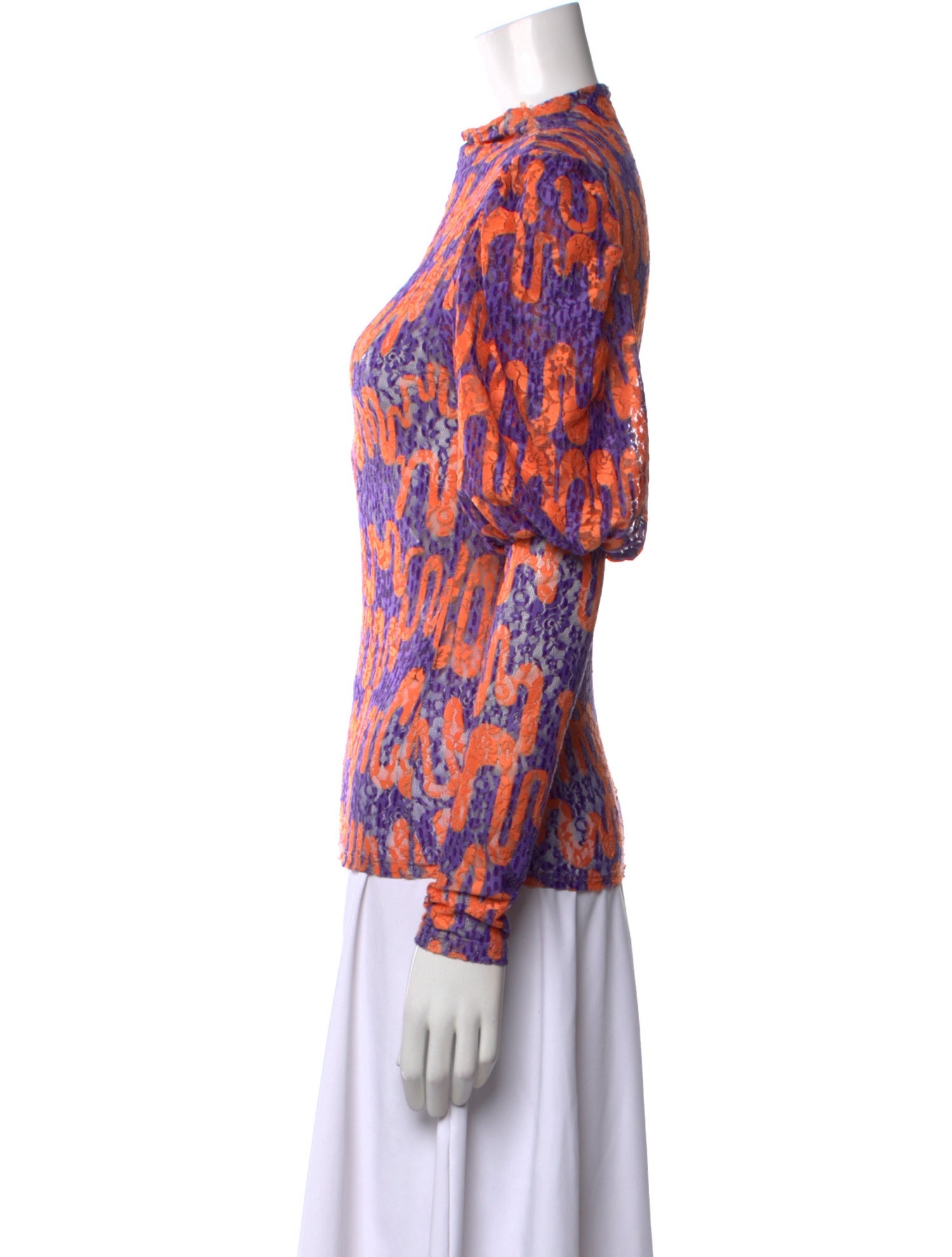 Collina Strada Floral Print Mock Neck Blouse