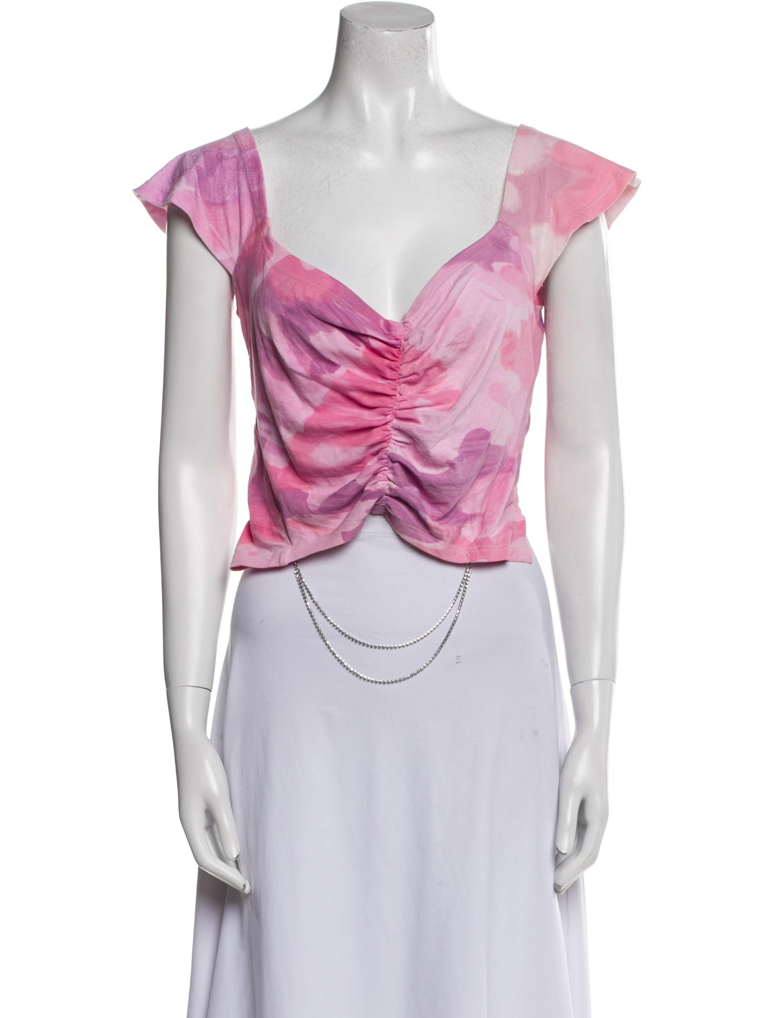 Collina Strada Square Neckline Short Sleeve Crop Top