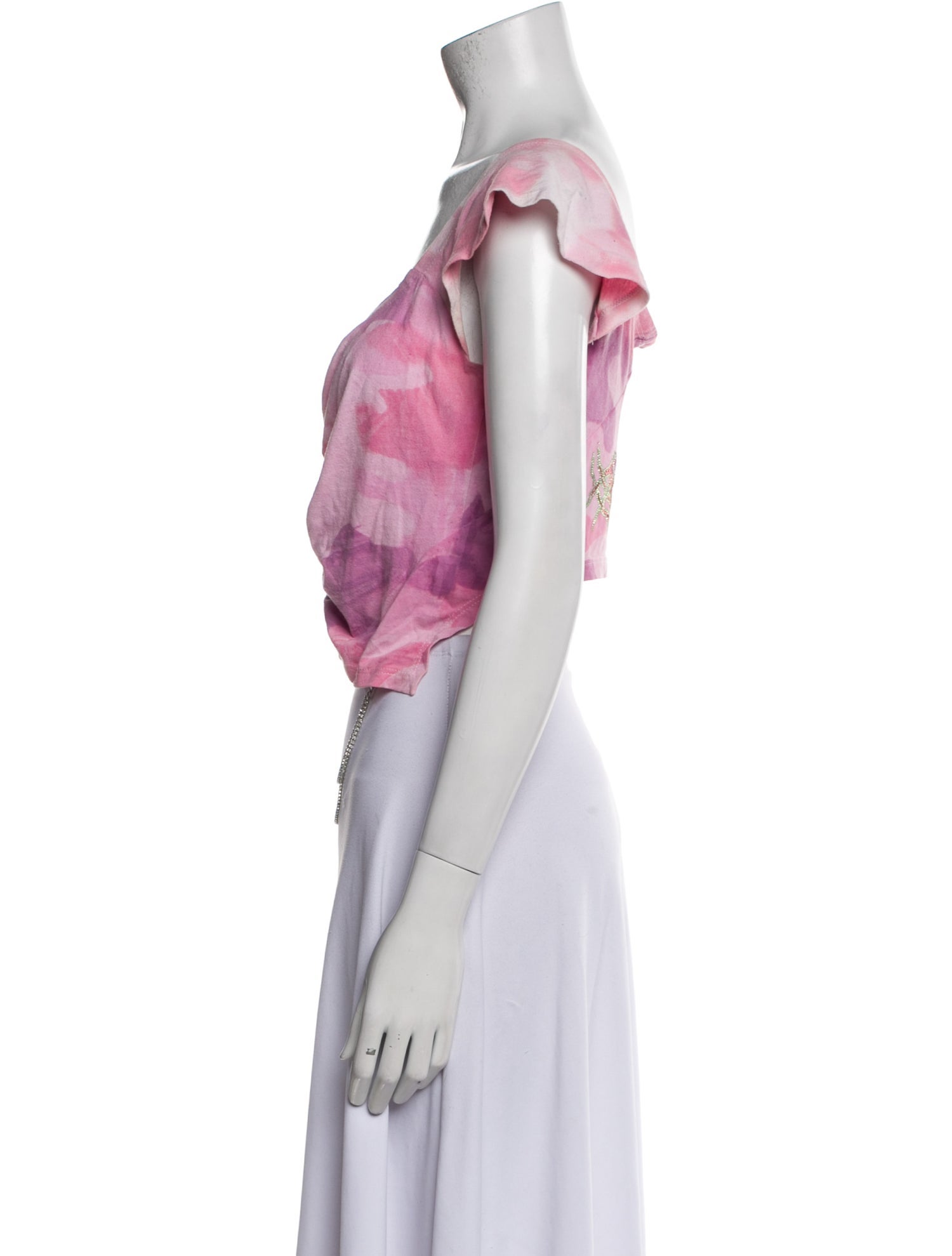 Collina Strada Square Neckline Short Sleeve Crop Top